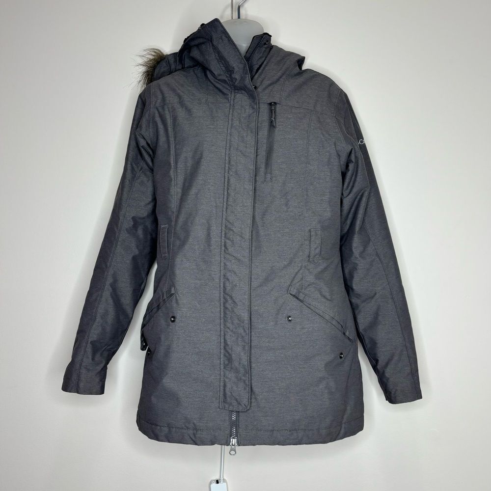 Columbia Carson insulated Omni-heat jacket hooded coat zip up size small grey